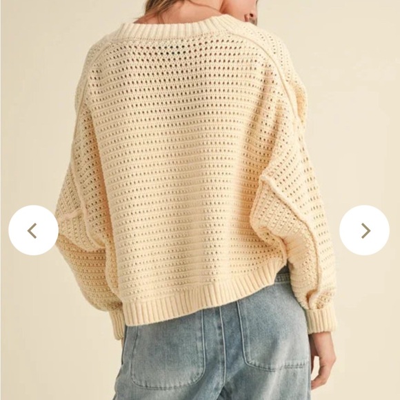 NWT Miou Muse Cream Open-Knit Cardigan - Picture 4 of 11